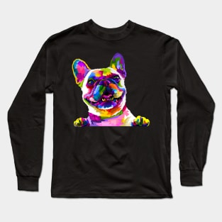 Rainbow French Bulldog Art Long Sleeve T-Shirt